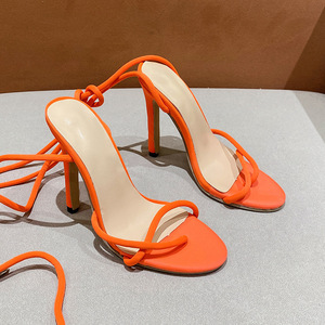 2025 Primavera Verano sandalias grandes de tacón fino para mujer, zapatos de tacón alto con punta abierta para discoteca con correa para el tobillo - Product Image 3