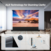 Pantalla de Proyección Motorizada UST ALR de 92 Pulgadas, PET Crystal Black Grid Anti-Light, Eléctrica, Ascendente desde el Suelo, 16:9, Cine en Casa Portátil
