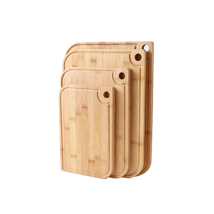 Holesale factory-tabla de cortar rectangular de bambú natural para frutas y verduras, tabla de cortar barata con ranura para jugo