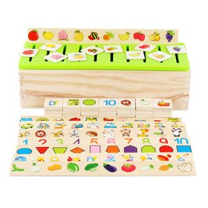 <span class=keywords><strong>Boîte</strong></span> de correspondance <span class=keywords><strong>en</strong></span> <span class=keywords><strong>bois</strong></span> pour l'éducation précoce des enfants, jouets de puzzle de fruits numériques à caractère chinois - Product Image 6