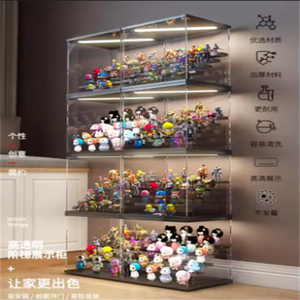 Rõ ràng <span class=keywords><strong>Acrylic</strong></span> figurine hiển thị trường hợp với ánh sáng LED 4 Tier chống bụi hộp hiển thị cho sưu tầm - Product Image 3