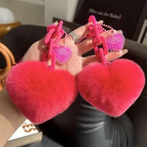 Creative Silicone Rex Rabbit Fur Heart-shaped <b>Chain</b> Keychain Exquisite Schoolbag Pendant Couple Pendant Car <b>Key</b> <b>Chain</b> - Product Image 5