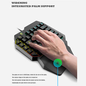 คีย์บอร์ดเกมมิ่งแบบมีสาย <span class=keywords><strong>FREE</strong></span> WOLF T1 USB พร้อมไฟแบ็คไลท์ ปุ่มกดแบบกำหนดเอง ใช้งานมือเดียว คอมโบคีย์บอร์ดและเมาส์ 2400DPI กันน้ำ พร้อมที่รองข้อมือตามหลักสรีรศาสตร์ - Product Image 3