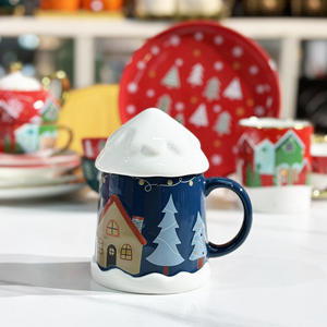 Nouvelles tasses en céramique mignonnes de Noël 2025, tasses à eau pour la maison, tasses de bureau avec couvercles - Product Image 5