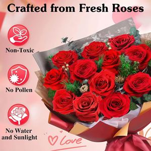 Ramo de Rosas Eternas Luminosas (12 Rosas LED) en Caja Cuadrada Hecha a Mano, Única para <span class=keywords><strong>el</strong></span> Día de la Madre, Aniversario de Bodas - Product Image 3