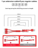 Multiple 3 en 1 Câble rétractable pour téléphone portable Micro Type C Câble de charge d'extension USB Logo personnalisé