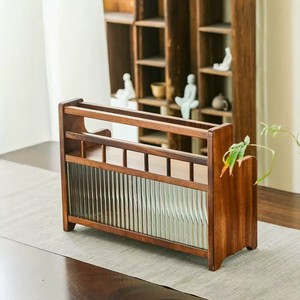 Armoire de rangement en bois massif avec design coulissant, organisateur de bureau étanche pour l'affichage de la porcelaine, forme carrée - Product Image 2