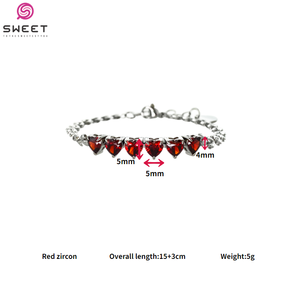 Luxurious 316L Stainless Steel Six <b>Heart</b> Colored Zircon Jewelry Set Necklace and Bracelet Women Party Gift Trendy Accessories - Product Image 4