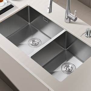 Fregadero Doble Grande de Acero Inoxidable 304, Hecho a Mano, de Instalación Bajo Encimera, Fácil de Limpiar, para el Hogar - Product Image 2