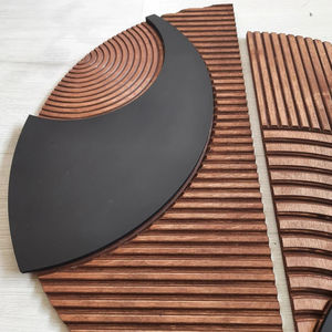 202504 pièces jumelles naturel rustique ligne Art bois décoration murale horizontale circulaire ferme tenture murale pour objets décoratifs - Product Image 2