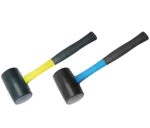 Rubber Hammer With Fiberglass Handle, Rubber Mallet Hammer Soft-Face with Bounce Resistant Head Striking Tool