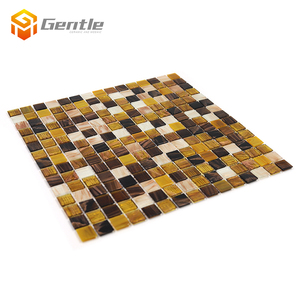327*327mm 20*20*4mm Carré Imperméable thermofusible mosaïque murale Wc Intérieur Maison déco carré Mélange brun Brillant Verre mosaïque - Product Image 2