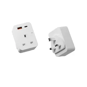 Blitzschutz UK Adapter Plug Schuko mit 2 USB-Anschlüssen adaptives Schnell laden USB-Reise ladegerät