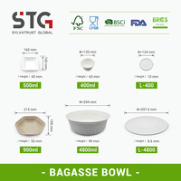 Tazón Hexagonal de Bagazo de 30oz y 32oz al por Mayor, Desechable, Compostable, de Fibra de Caña de Azúcar, Envuelto Individualmente para Catering