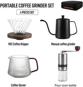 Outils à café de style arabe, ensemble de 4 accessoires pour le café, moulin à café, outils de barista, ensemble cadeau de café à verser portable - Product Image 3