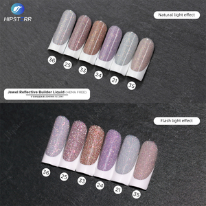 Gel de construction pour ongles liquide réfléchissant sans HEMA en flacon, gel de construction réfléchissant effet bijou, vernis à ongles couvrant, OEM - Product Image 2