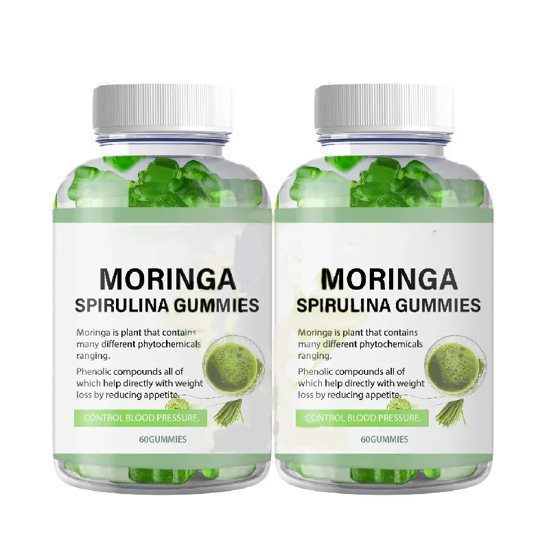 Private Label supporto immunitario Booster Energy Moringa Wheatgrass kelp Blend Hawaiian Chlorella Spirulina Gummies