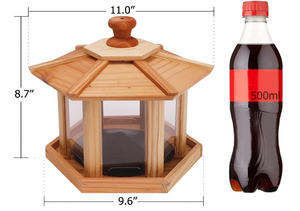 Mangeoire à oiseaux gazebo suspendue en forme d'hexagone pour observer les oiseaux sauvages en plein air FSC personnalisé - Product Image 5