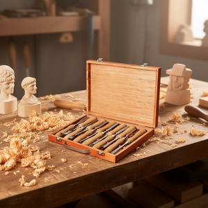 12Pcs Woodworking <b>Lathe</b> Chisel Set With 3-3/4Inch Blade Length, <b>Wooden</b> Handle, Sk Material Tip, Beveled Edge, Straight Shank, Fo - Product Image 2