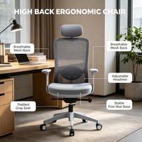 Chaise de bureau ergonomique confortable avec appui-tête et dossier rotatifs et revêtement en tissu