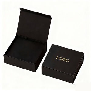 Custom Luxury Magnetic <b>Black</b> Sponge Lined Rigid Gift <b>Box</b> with Handmade Satin Interior Packaging Unique Premium Gift <b>Box</b> - Product Image 2