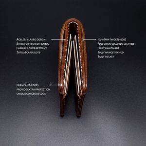 <span class=keywords><strong>Portafoglio</strong></span> Bifold da <span class=keywords><strong>Uomo</strong></span> in <span class=keywords><strong>Pelle</strong></span> di Vacchetta Conciata al Vegetale di Lusso, Portacarte Sottile in <span class=keywords><strong>Pelle</strong></span> a Grana Piena di Alta Qualità con RFID - Product Image 2