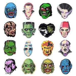 ハロウィーン金属工芸バッジ工場卸売ホラー映画キャラクターマスクエナメルフリーメーソンピン用エンジェルクロスファッション - Product Image 5
