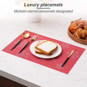 Manteles Individuales Navideños de Vinilo Tejido con Diseño de Copos de Nieve, Lavables y Fáciles de Limpiar, Resistentes al Calor y Antideslizantes para Mesa de Comedor - Product Image 5