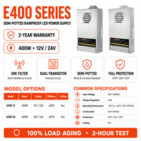 Transformateur d'alimentation LED simple MINJON 400W 12V 24V CE, étanche, haute qualité, économique, efficacité 85%