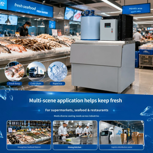Máquina de Hielo en Escamas Eléctrica Comercial de 500 kg, Acero Inoxidable, Control Táctil, Refrigeración por Aire/Agua, Protección de Seguridad, para Hotel - Product Image 2