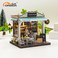 Produsen Rumah Boneka Hongda 2025 M2506 Coffee Rure Miniatur Rumah Boneka DIY Rumah Boneka Miniatur Buatan Tangan