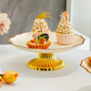 Plateau à fruits de style minimaliste avec incrustations dorées, plateau de présentation haut de gamme pour la maison, le salon, la table basse, plateau à collations - Product Image 1