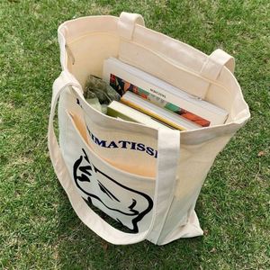 Custom Printed Organic Cotton Canvas <b>Tote</b> <b>Bag</b> Eco-Friendly Reusable Shopping Shoulder <b>Bag</b> <b>with</b> Outside <b>Pocket</b> for Daily Use - Product Image 2