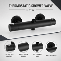 Robinet de douche thermostatique mural en laiton noir mat MK402 anti-brûlure pour salle de bain