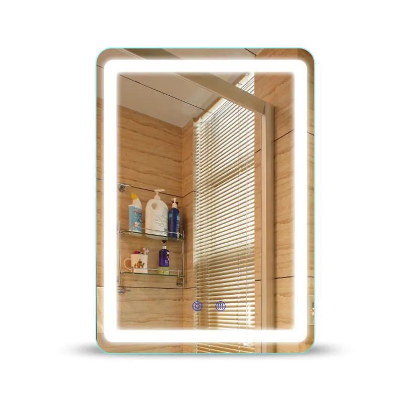 Profesional Lead Supplier Led Light Printable Smart Mirror Bathroom 4mm Thickness Eco-friendly Glass Mirror Rectangle Hotel ABS