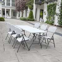 Tables pliantes de restauration modernes en plastique léger et durable de 180 cm, nouvelle collection, utilisation en extérieur, cour, hôtels, hôpitaux, salle à manger
