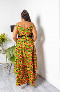 Vêtements ethniques africains personnalisés Afrique de l'Ouest Robe à épaules nues haute basse pour l'été - Product Image 4