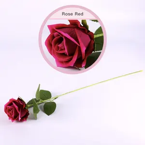 Fabrik Bulk Großhandel hochwertige künstliche einzelne Samt Rosen Blume rot weiß benutzer definierte echte Berührung Rose dekorative Blumen
