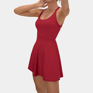 Для женщин 2 в 1 плавные шорты для бега с карманами спандекс бабочка тренировочное теннисное платье - Product Image 1