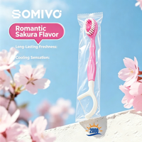 Brosse à dents de voyage miniature multifonctionnelle jetable avec perles de dentifrice pour hôtel, camping, en déplacement, sans rinçage
