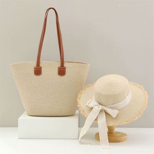 Nuevo Conjunto de Sombrero de Paja y Bolso de Hombro para Mujer - Comodidad Transpirable para Playa, Deportes, Viajes y Uso Casual - Product Image 5