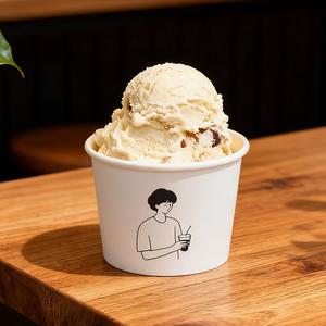 Custom Design Disposable Ice Cream Pudding Dessert <b>Container</b> <b>Takeaway</b> Packaging Kraft Paper Cup With Printed Logo - Product Image 1