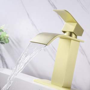 Grifo de Baño Monomando con Caño en Cascada, Acabado Dorado, Montaje en Pared, Diseño Contemporáneo para Baños - Product Image 6