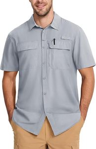 Camisas de pesca para hombres UPF 50 + Camisas de protección solar de manga corta Camisa de enfriamiento de secado rápido con botones Senderismo <span class=keywords><strong>Safari</strong></span> - Product Image 2