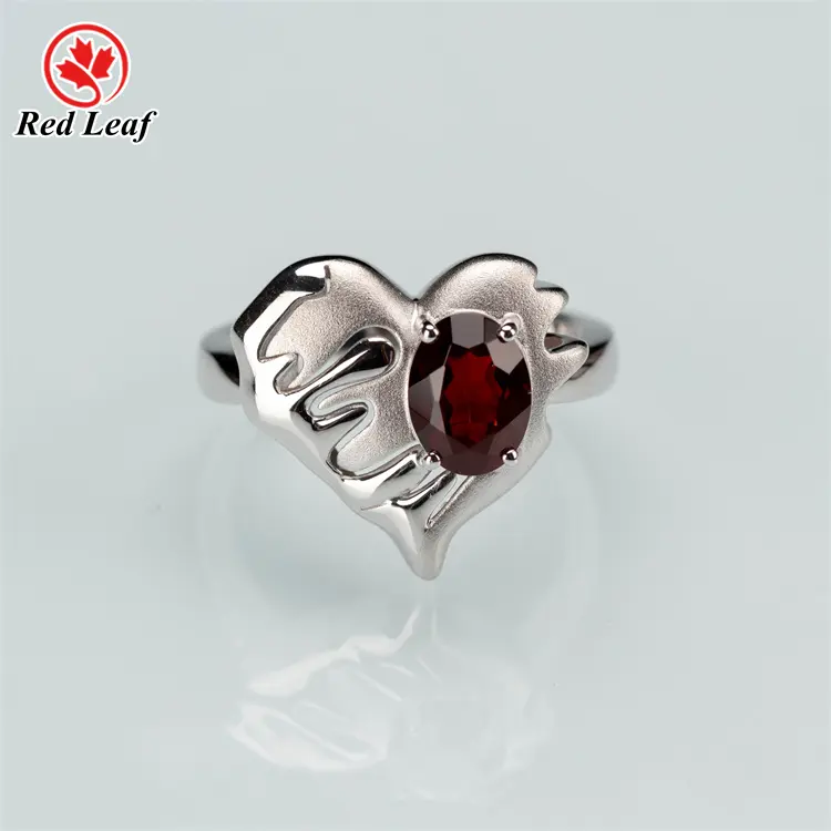 Redleaf joyería fina de gama alta 925 anillo de corazón de plata esterlina piedras preciosas naturales granate mujer anillos de boda
