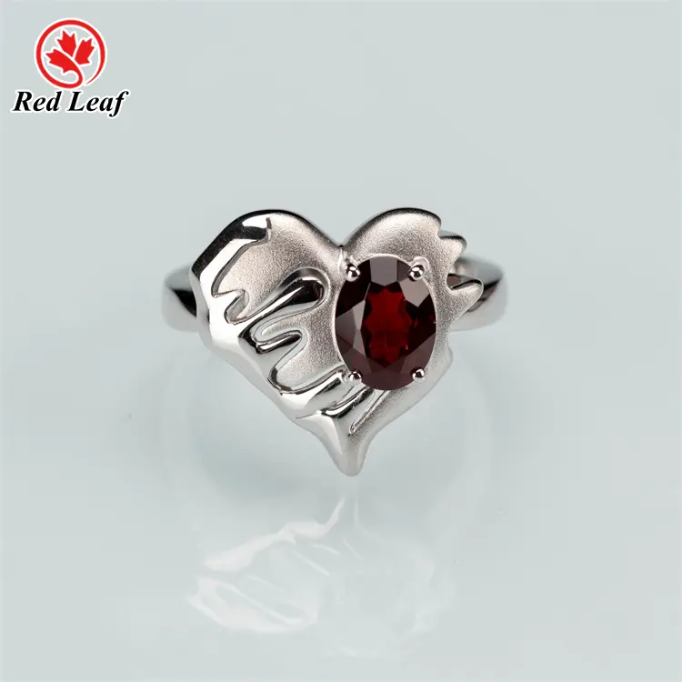 Redleaf Fine Jewelry High End 925 Sterling Silber Herzring Nature del stein Granat Frau Trau ringe