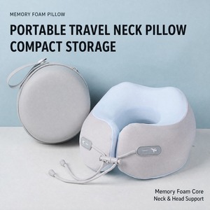 Almohada de Viaje en Forma de U de Espuma Viscoelástica con Bolsa de Almacenamiento, Cojín de Soporte para el Cuello para Avión, Oficina, Siesta, Logotipo Personalizado - Product Image 4