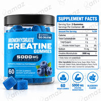 Gummies de créatine monohydrate 5000mg sous marque privée OEM, supplément de nutrition sportive pour la force et les performances, 60 gummies, fabricant