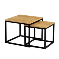 Table basse en bois MDF en gros, table basse avec cadre en tube métallique pour la maison simple, pour le salon, la terrasse, le balcon