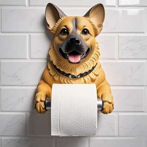 Wall Mounted <span class=keywords><strong>Dog</strong></span> Toilet Paper Holder - Cheeky Resina Canine Design com fácil substituição do rolo - Product Image 2